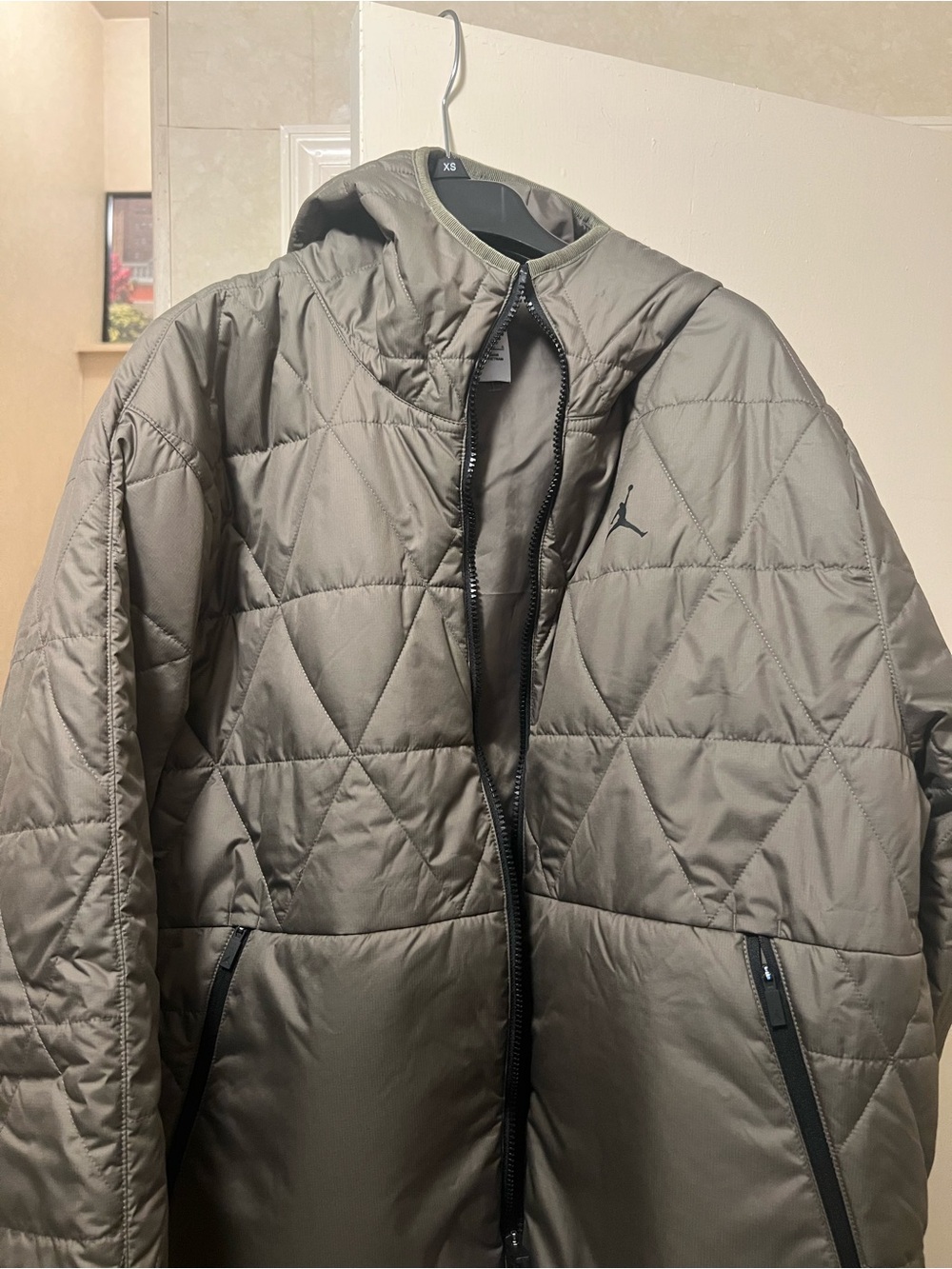 Jordan Men’s Quilted Hooded Puffer Jacket - Olive Green